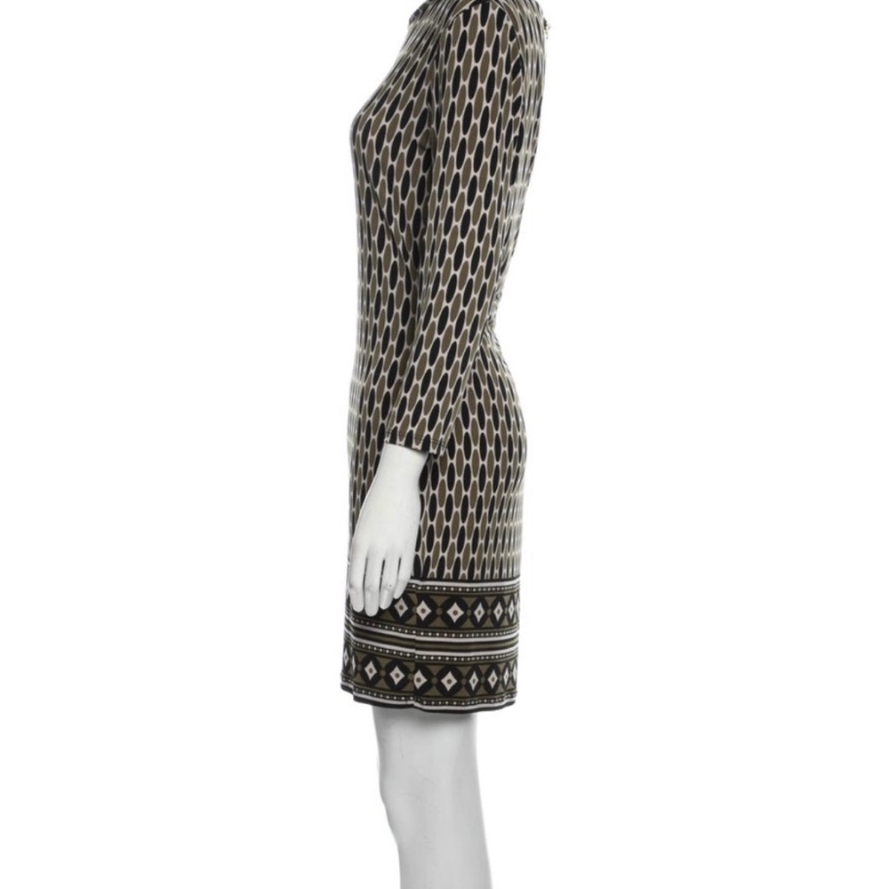 Michael Kors Elegant Black, olive green and taupe Patterned Dress size 4P - Picture 2 of 12